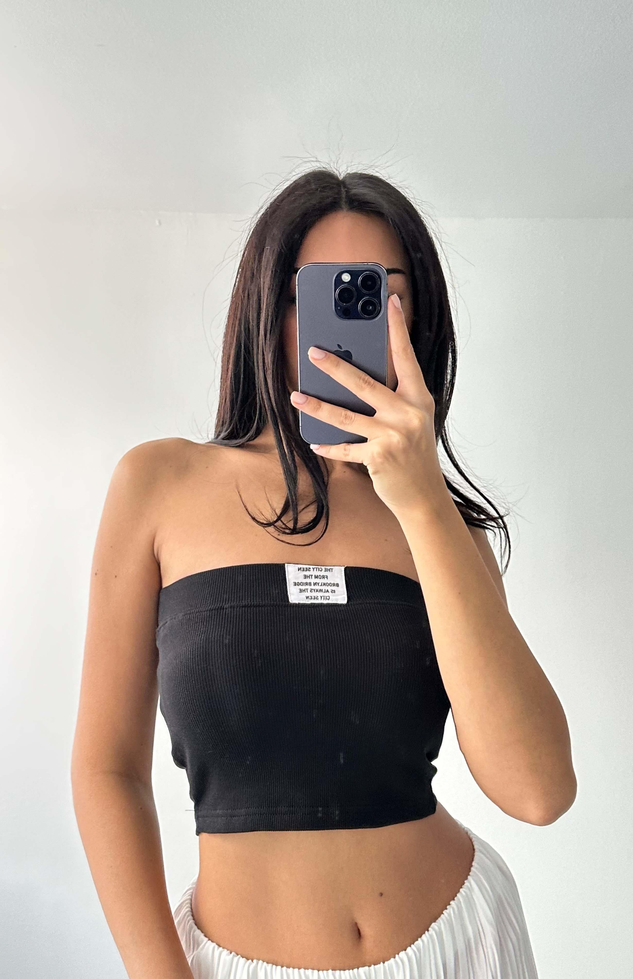 Straplez Crop Top Bluz SİYAH