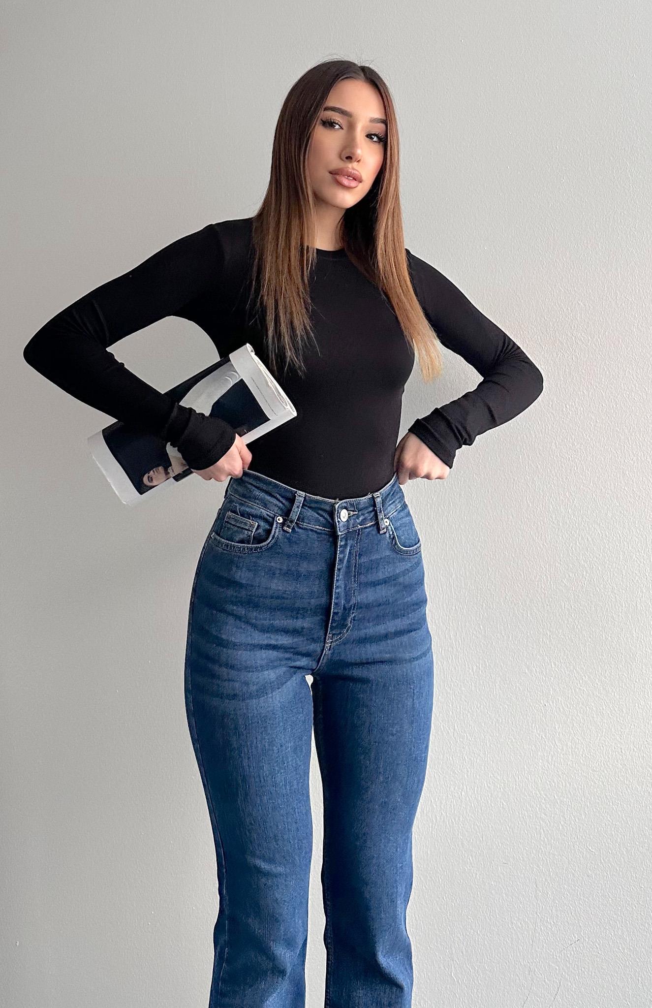 Uzun Kollu Zıbınlı Bluz SİYAH