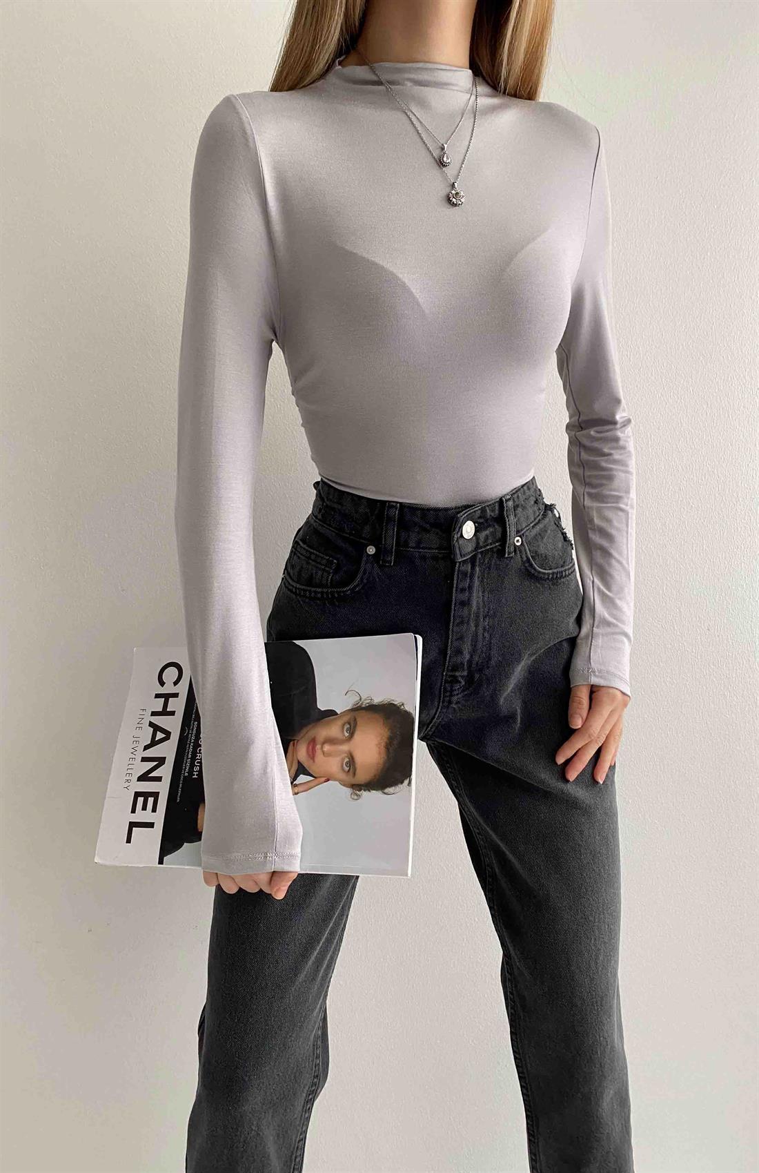 Yanı Büzgülü Bluz GRİ