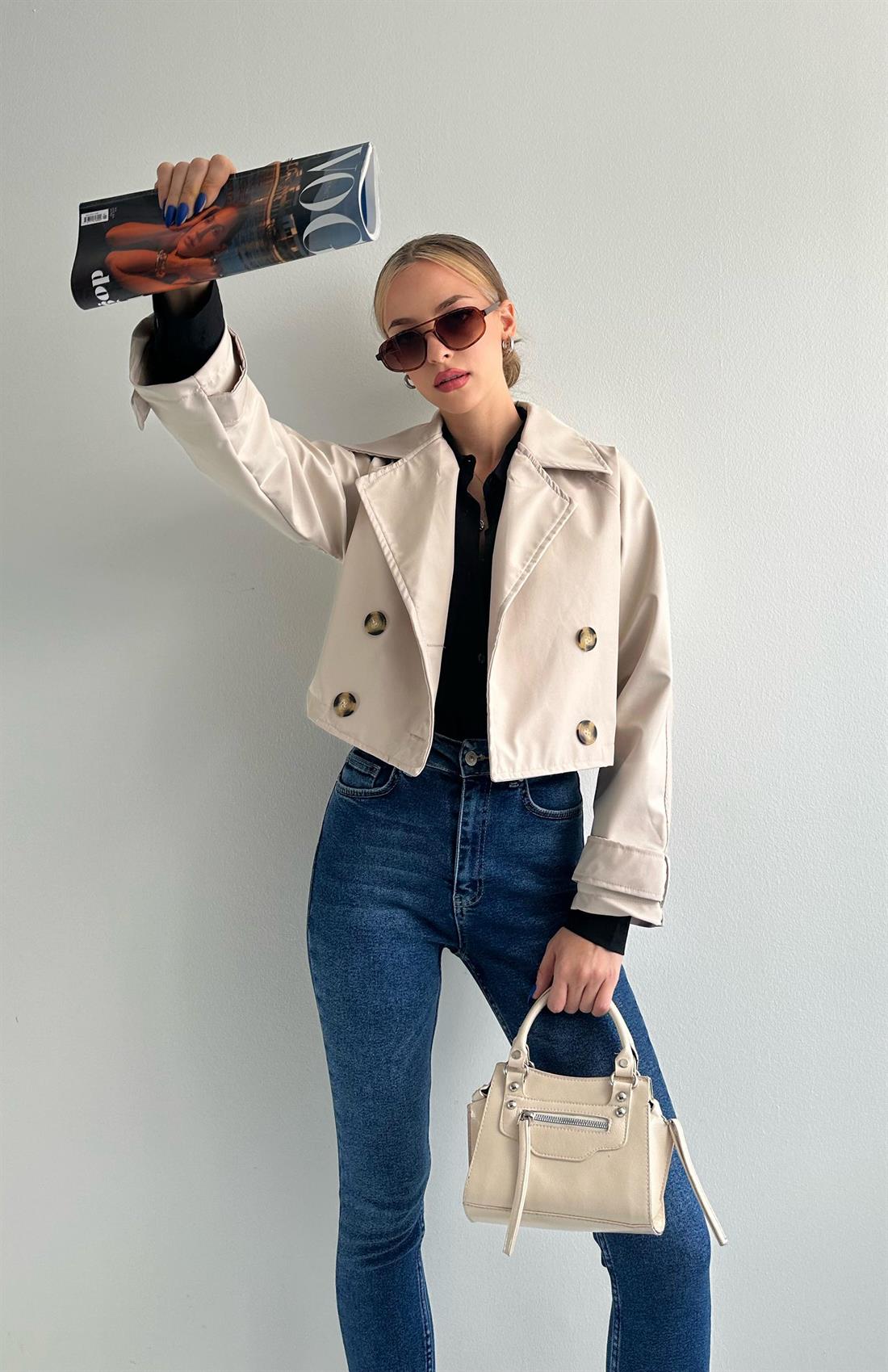 Crop Trench Ceket TAŞ