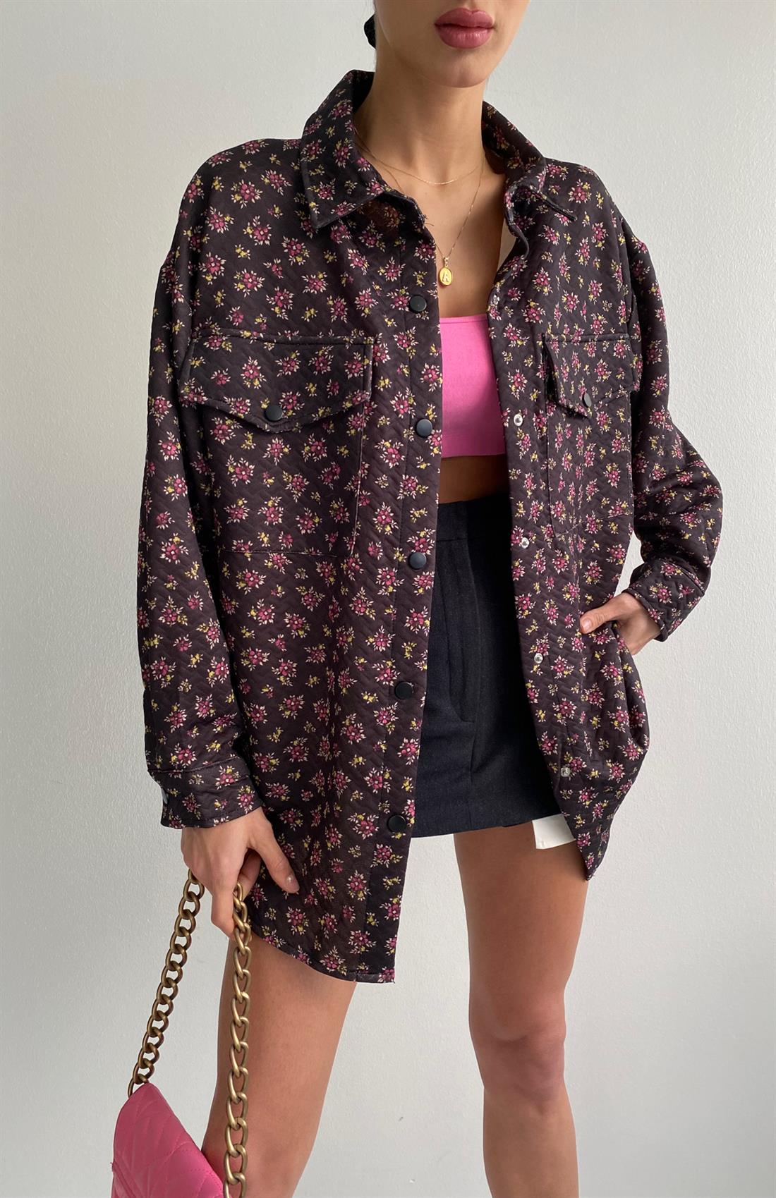 Desenli Ceket SİYAH