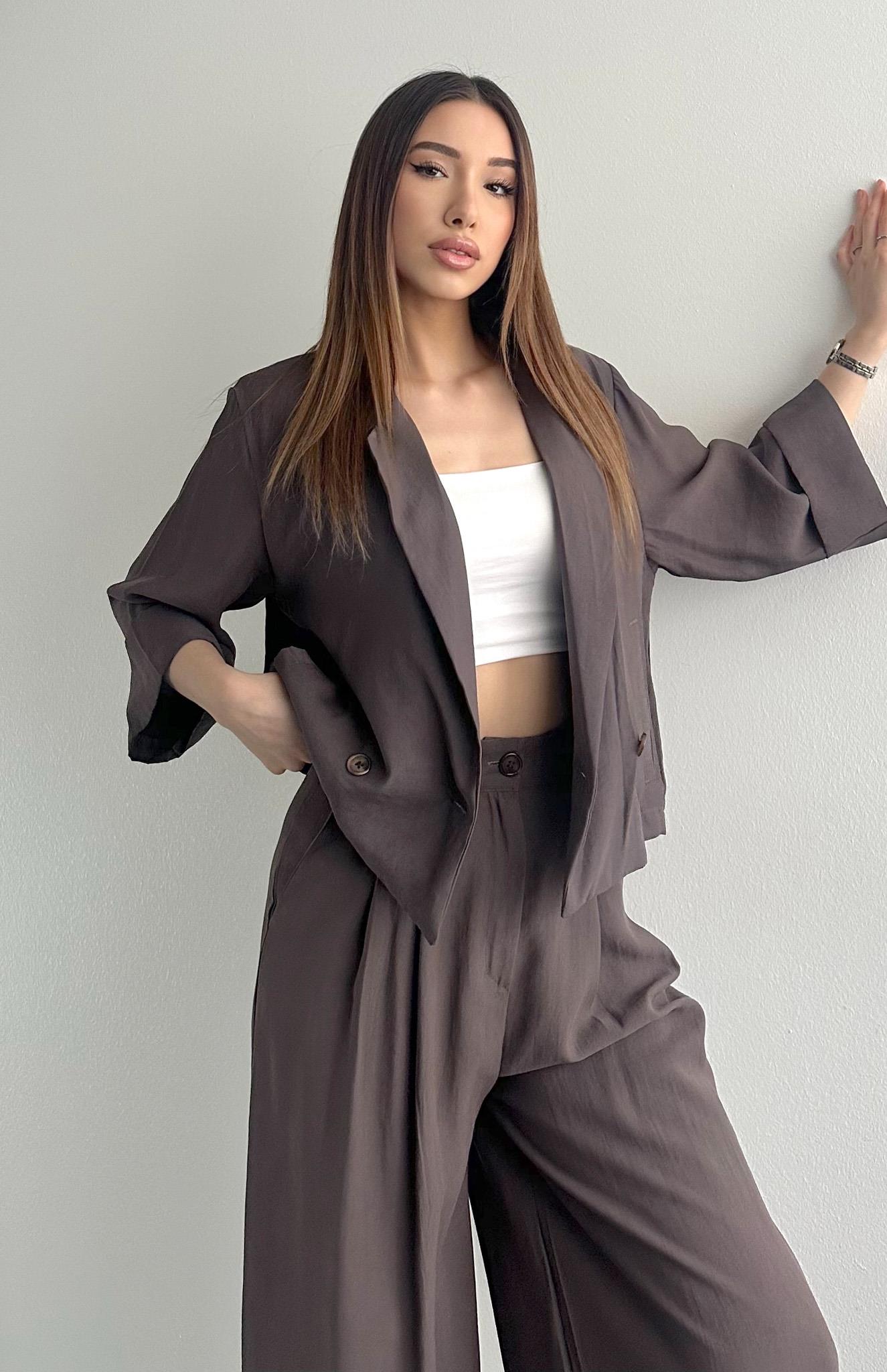 Duble Kruvaze Blazer Ceket KAHVERENGİ