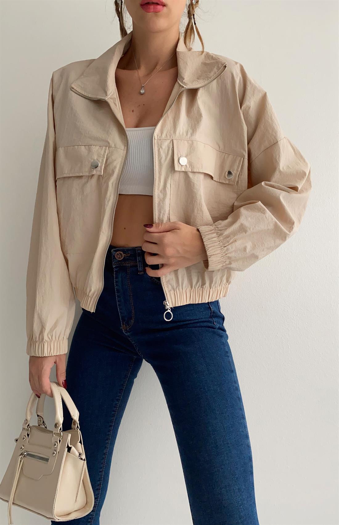 Fermuarlı Bomber Ceket TAŞ