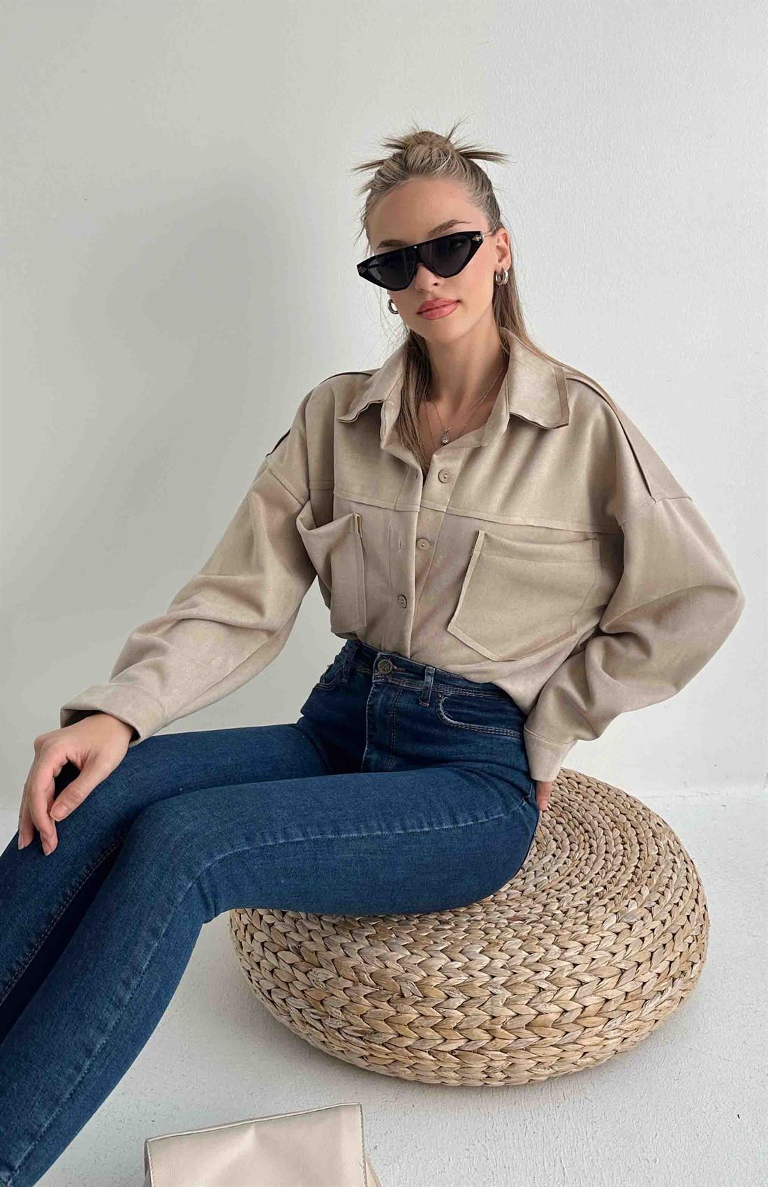 İnce Süet Ceket BEJ