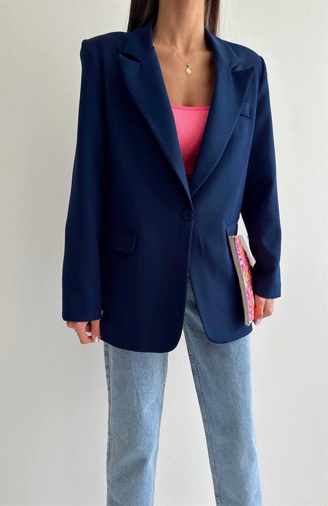 Oversize Blazer Ceket LACİVERT