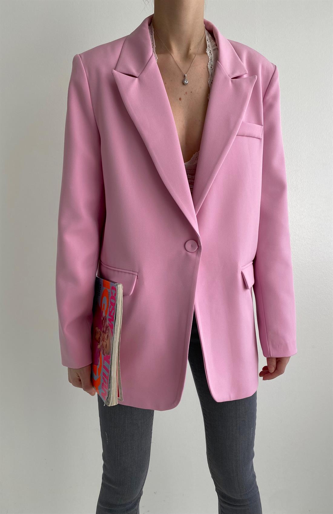 Oversize Blazer Ceket PEMBE