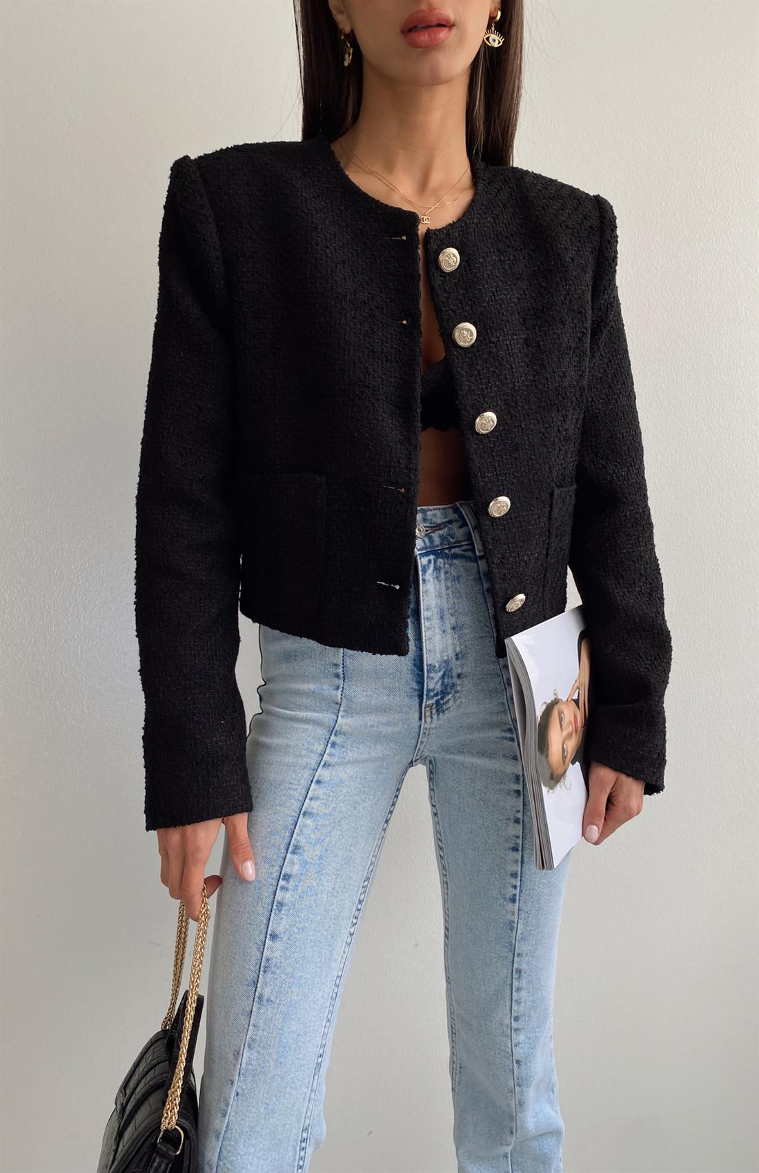 Tweed Ceket SİYAH