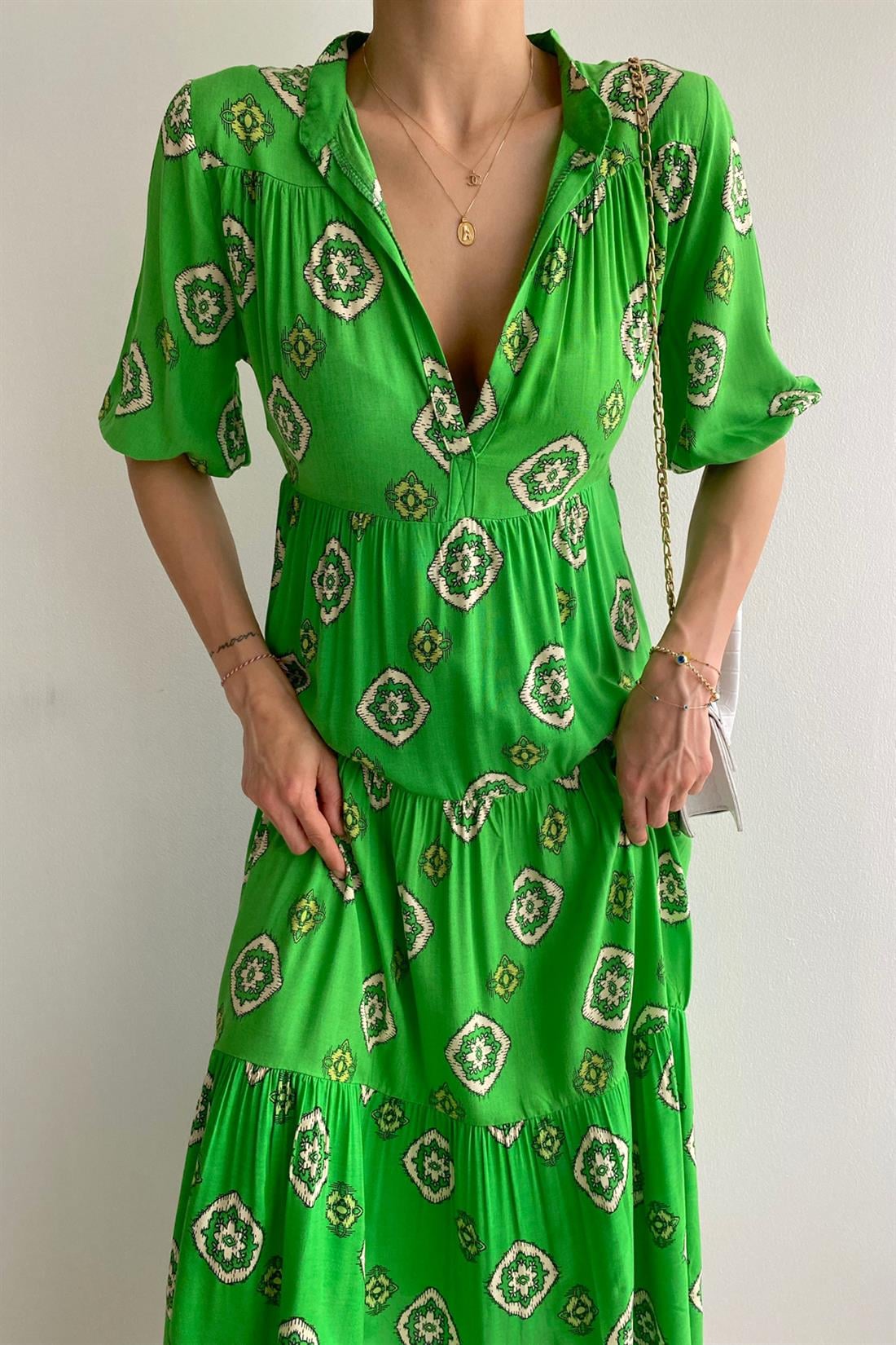 Desenli Elbise A.YEŞİL