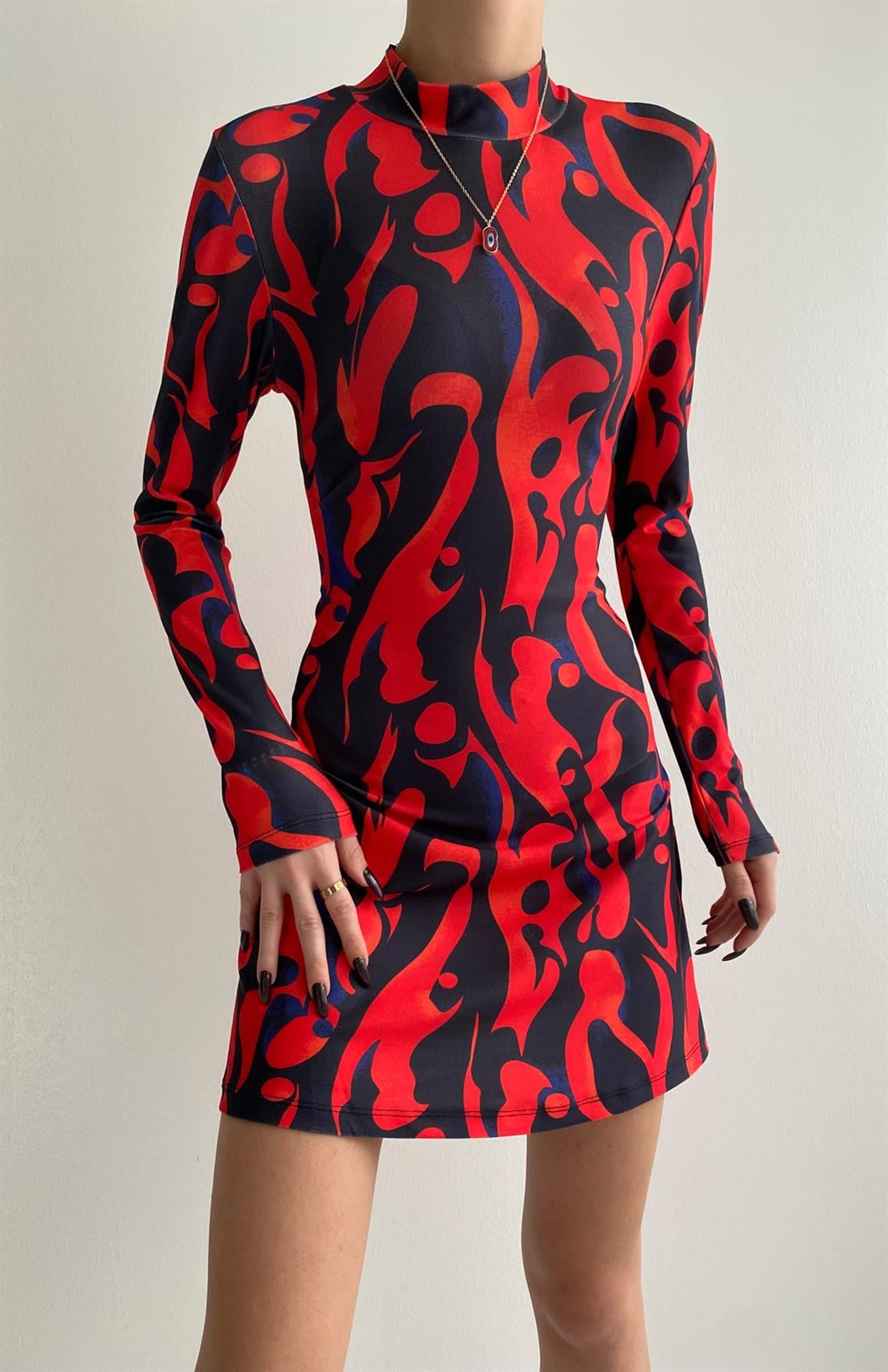 Desenli Elbise ORANCE