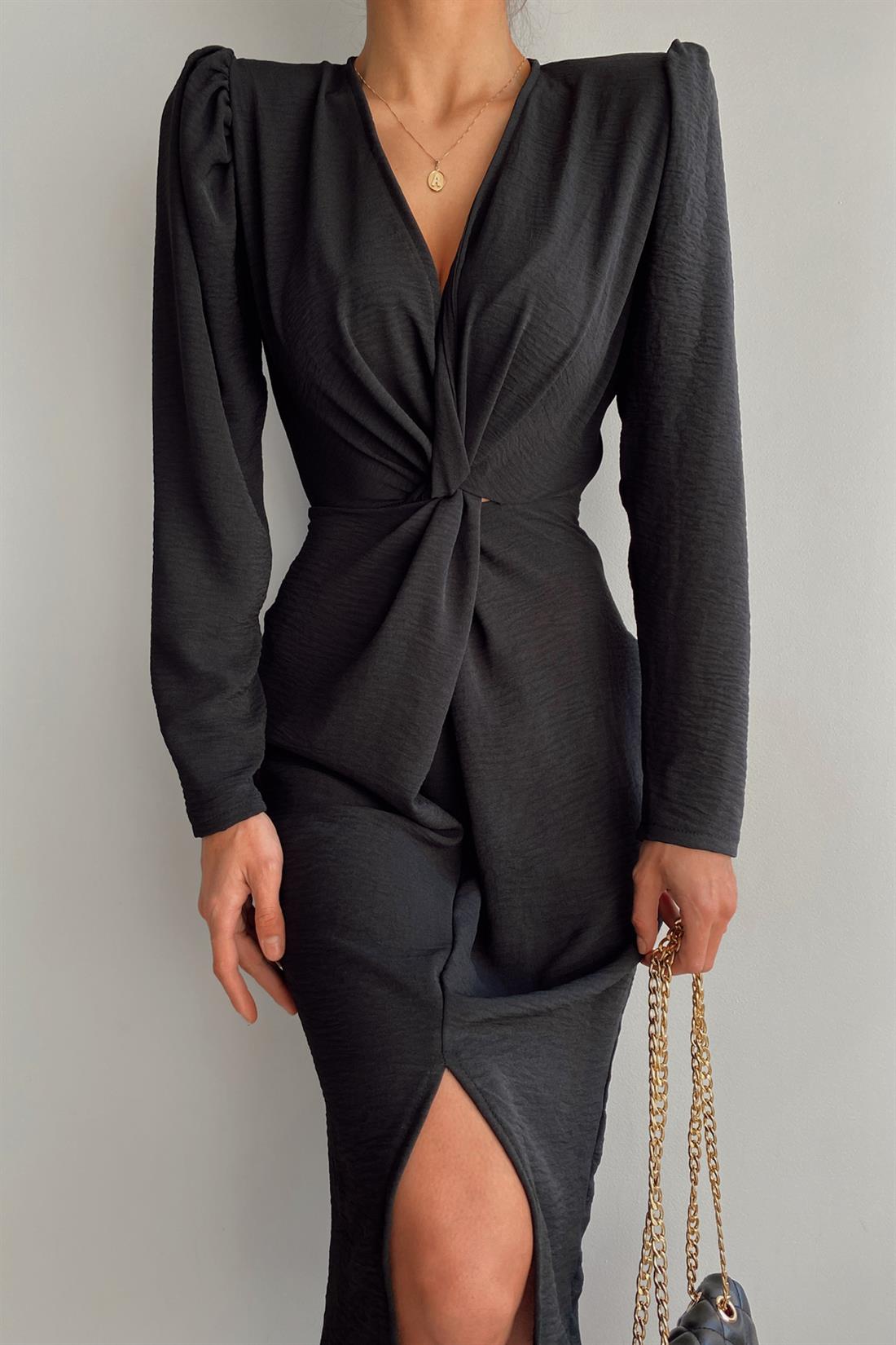 Düğümlü Elbise SİYAH