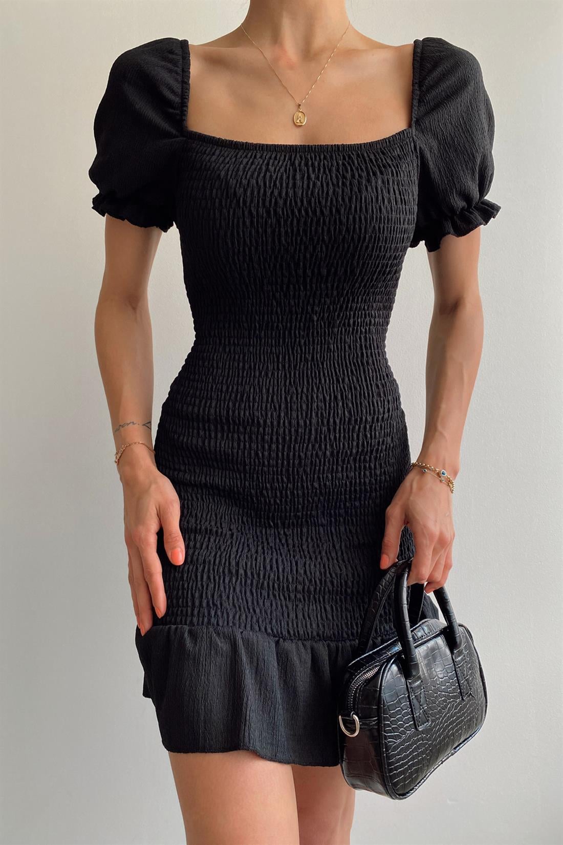 Gipeli Elbise SİYAH