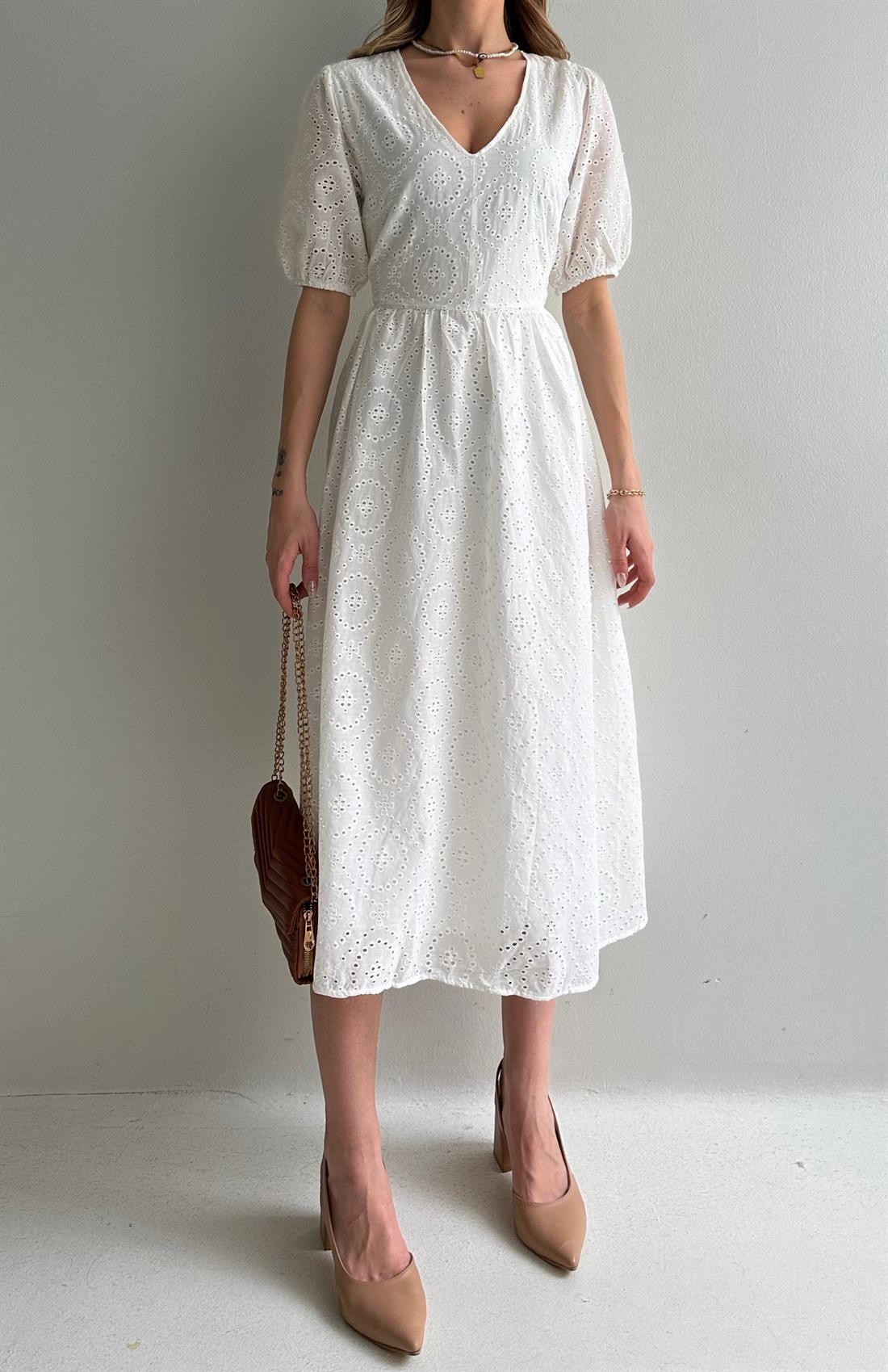 Güpür Elbise BEYAZ