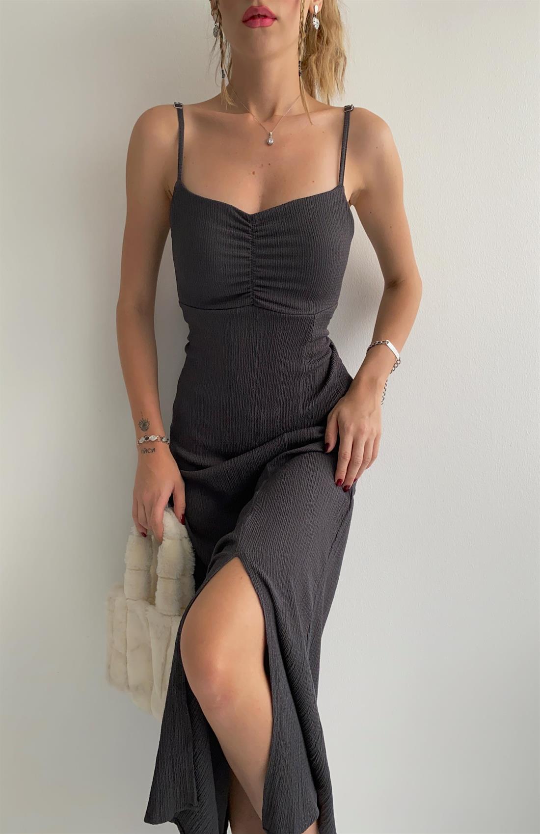 İp Askılı Elbise ANTRASİT