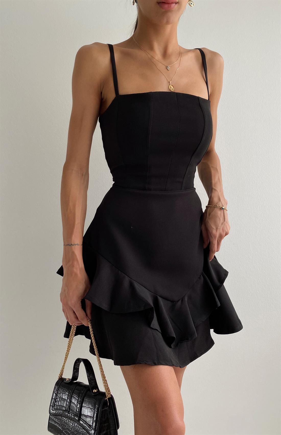 İp Askılı Elbise SİYAH