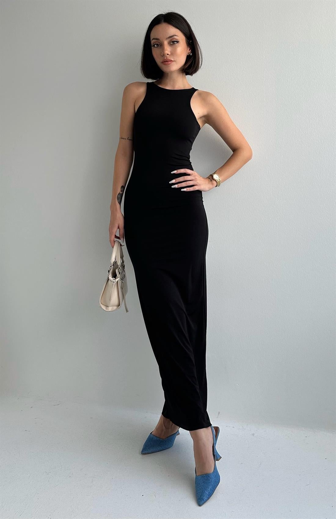 Kolsuz Elbise SİYAH