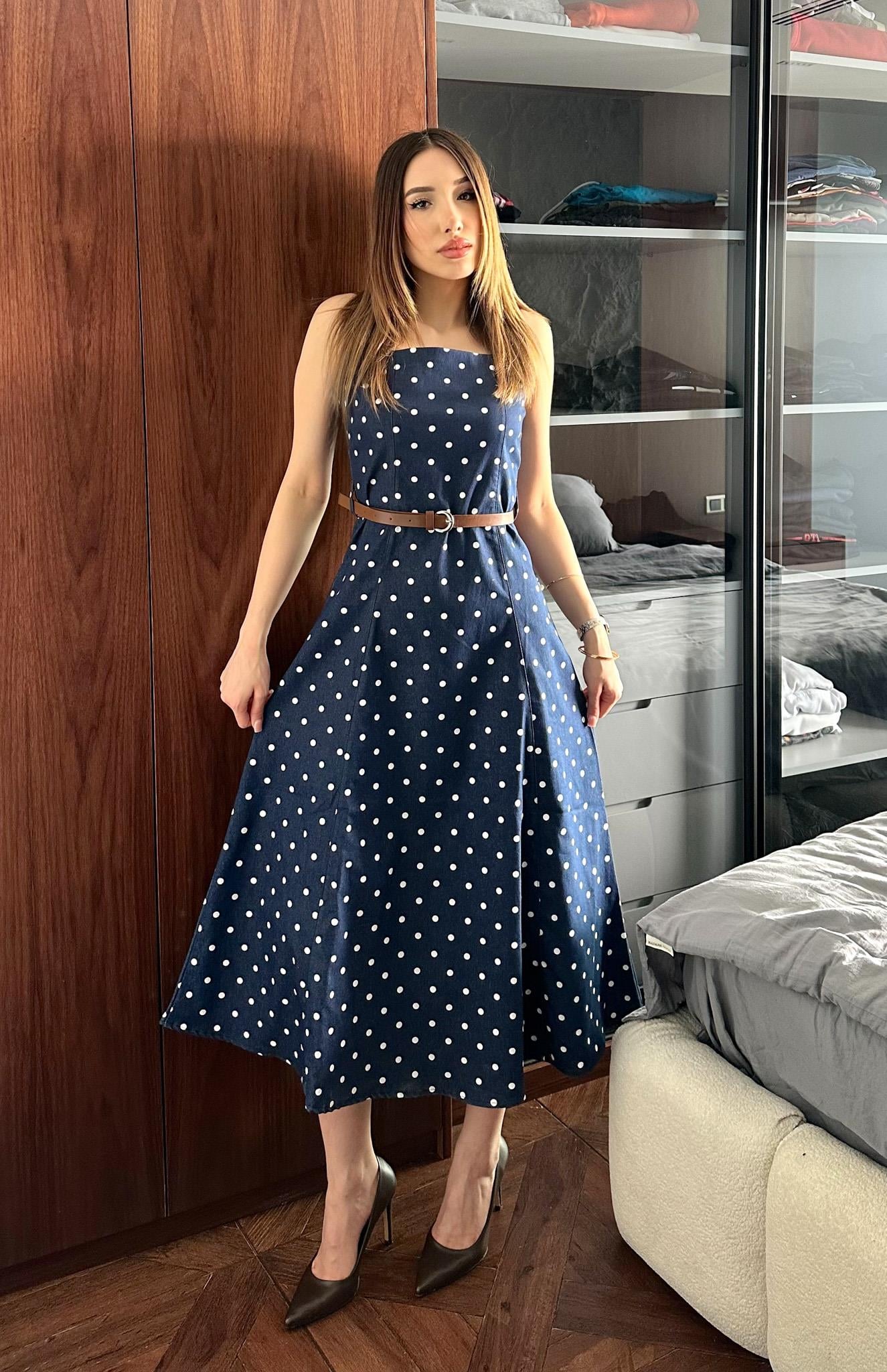 Puantiyeli Elbise LACİVERT