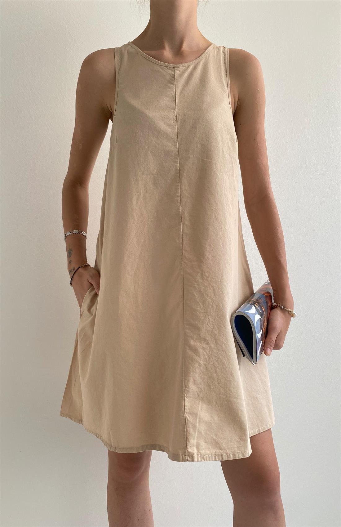 Sıfır Kollu Elbise BEJ