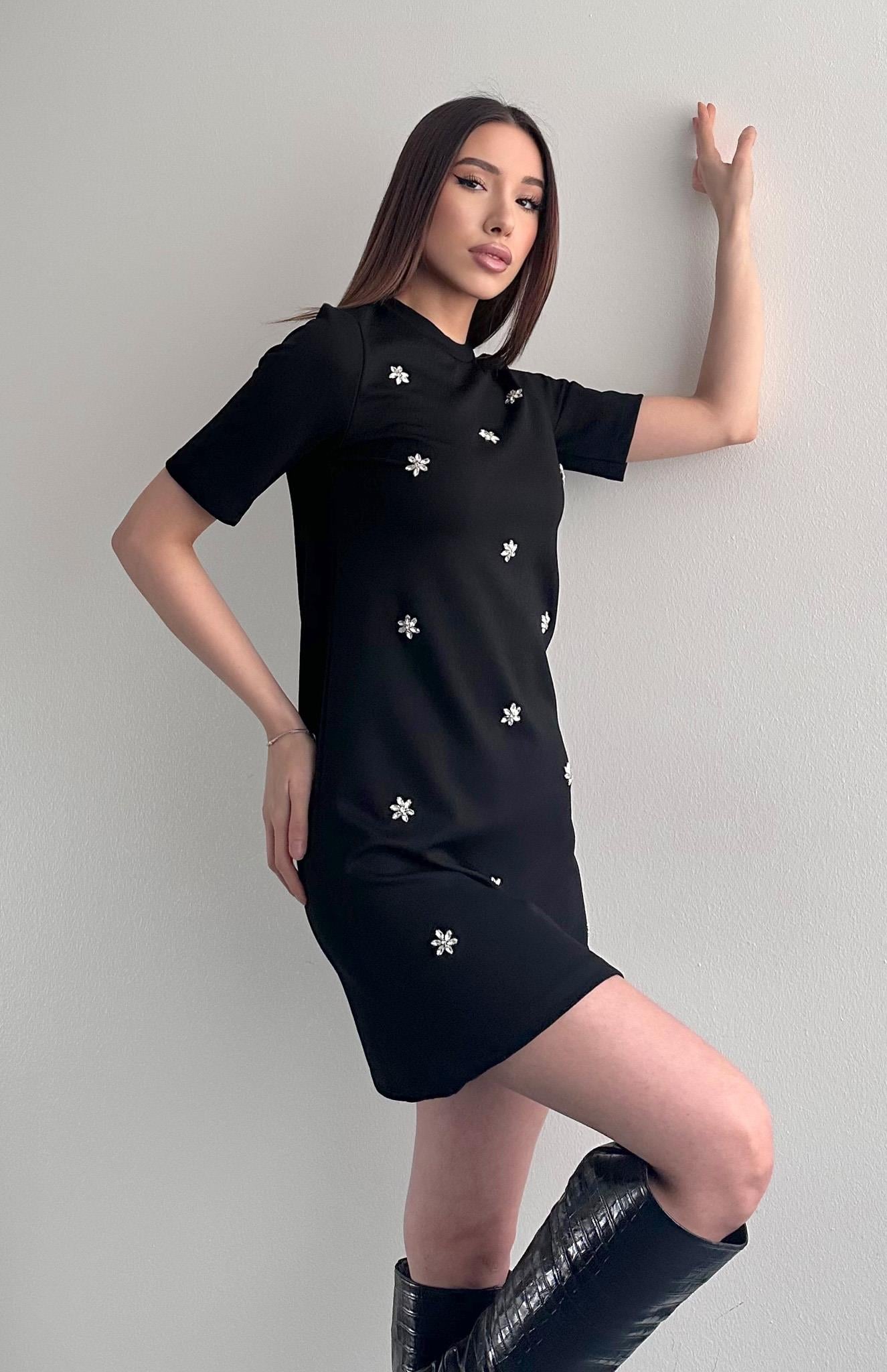 Taşli Elbise SİYAH