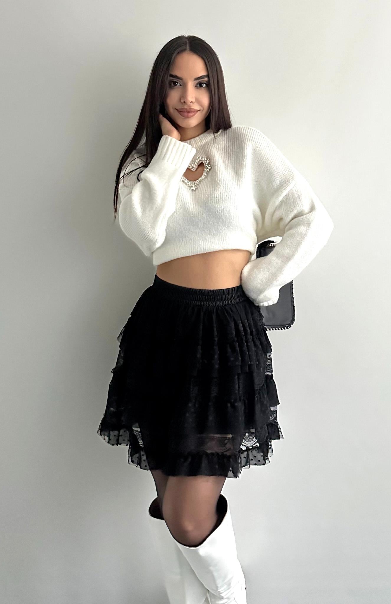 Fırfırlı Mini Etek SİYAH