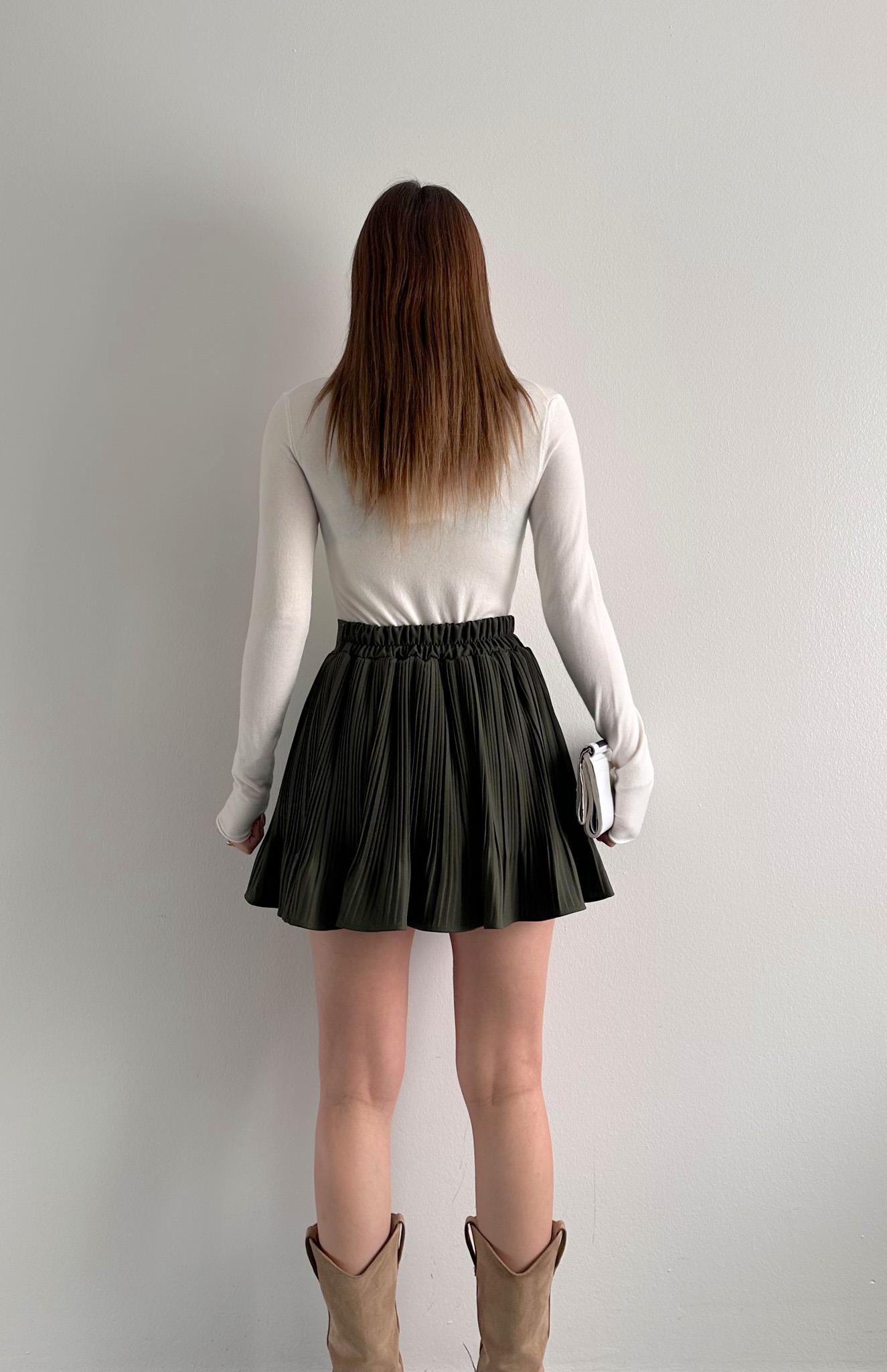 Pile Detaylı Etek HAKİ