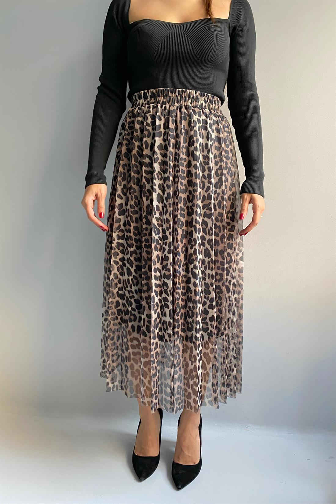 Tülden Pileseli Etek SİYAH