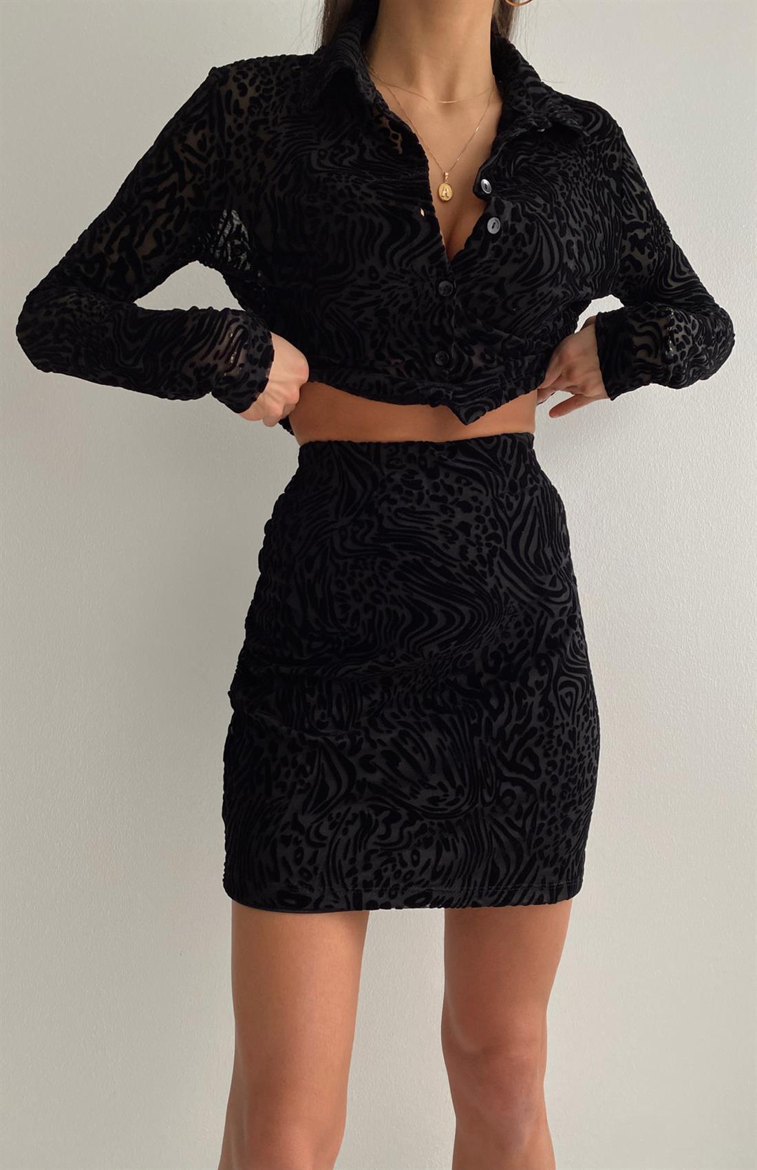 Varak Baskılı Etek SİYAH