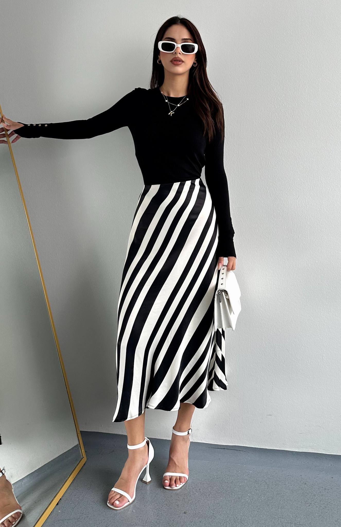 Zebra Desen Saten Etek SİYAH