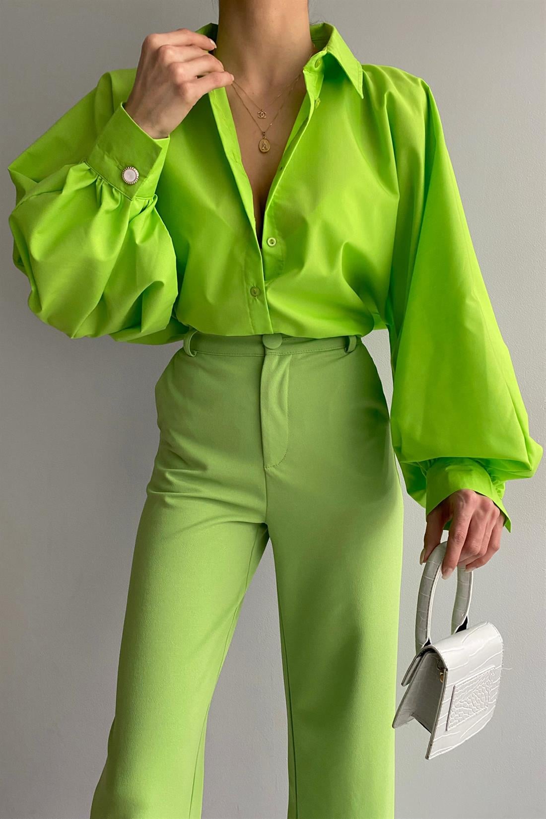 Balon Kol Gömlek YEŞİL