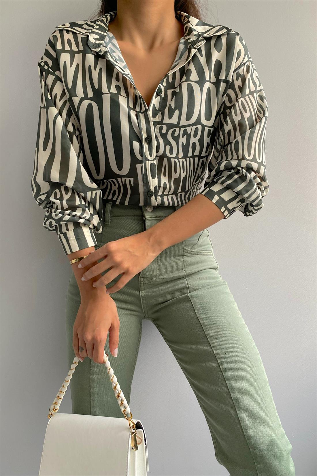 Baskılı Gömlek HAKİ