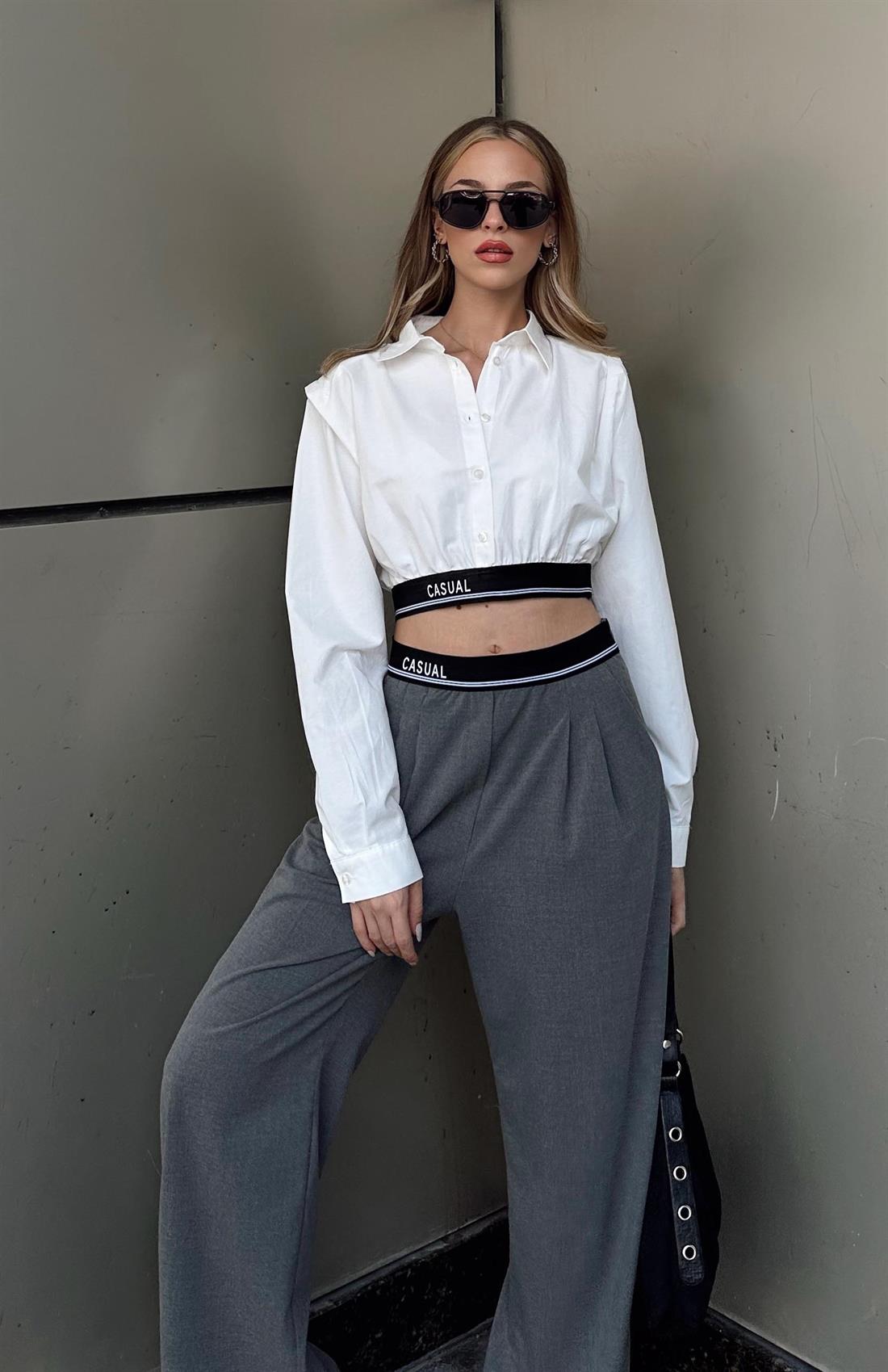 Beli Lastikli Gömlek EKRU