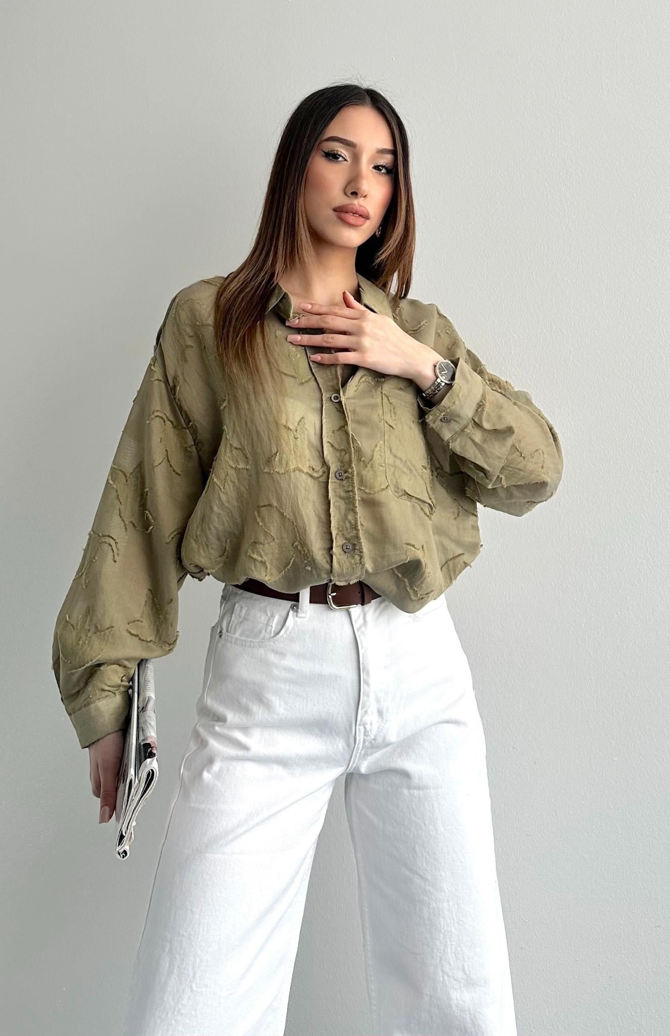 Cepli Oversize Esra Gömlek HAKİ