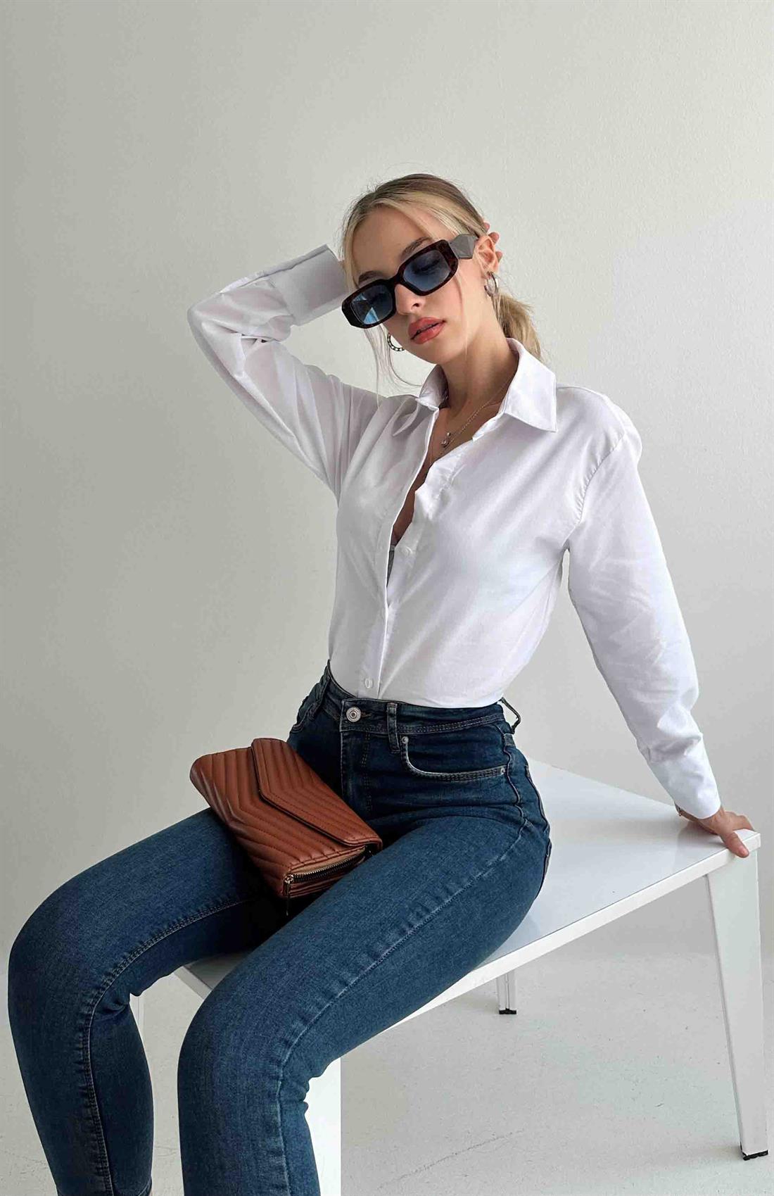 Cepsiz Basıc  Gömlek BEYAZ