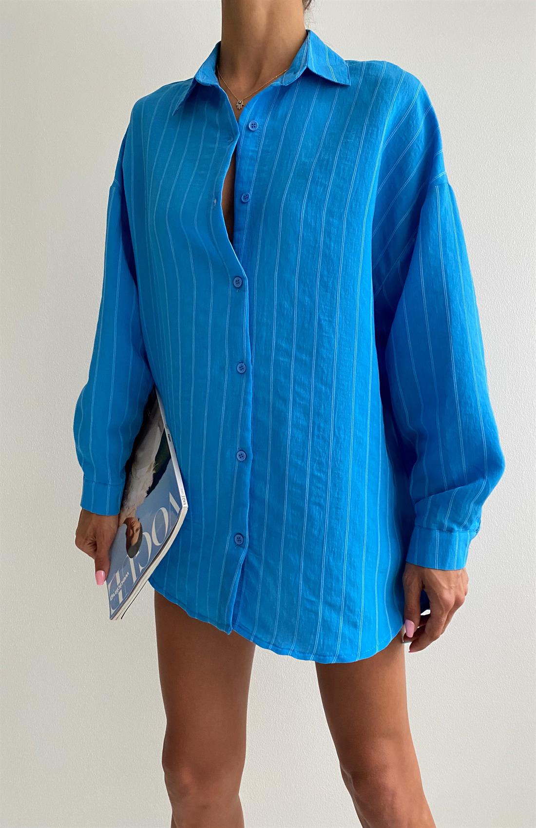 Çizgili Gömlek MAVİ