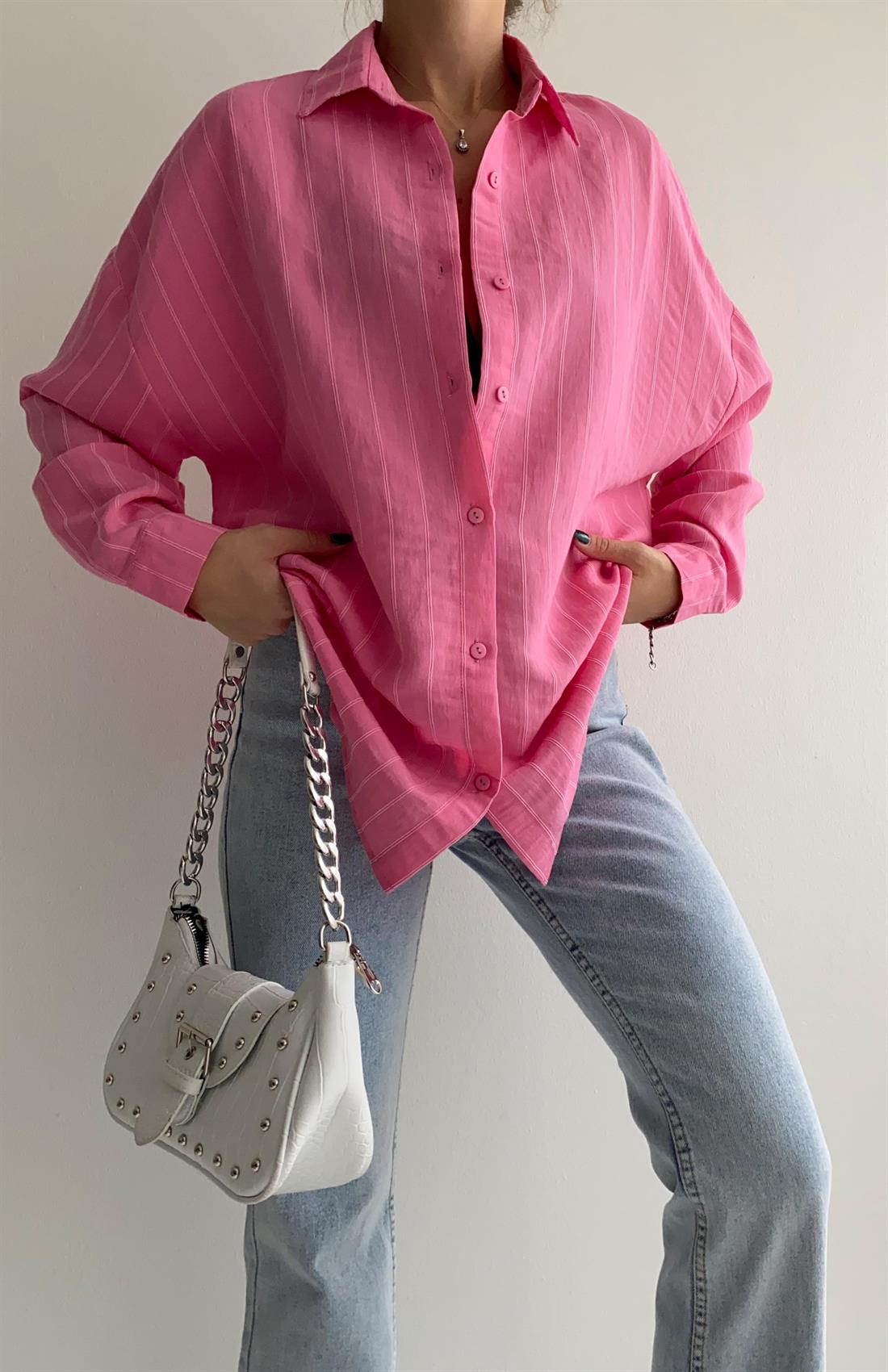 Çizgili Gömlek PEMBE