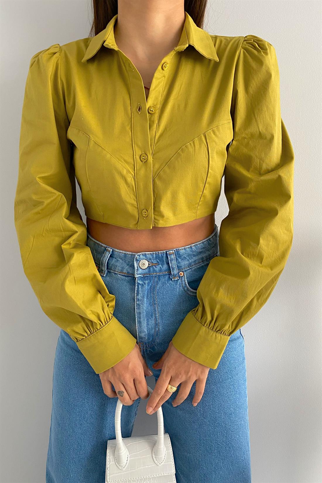 Crop Gömlek OLİVE