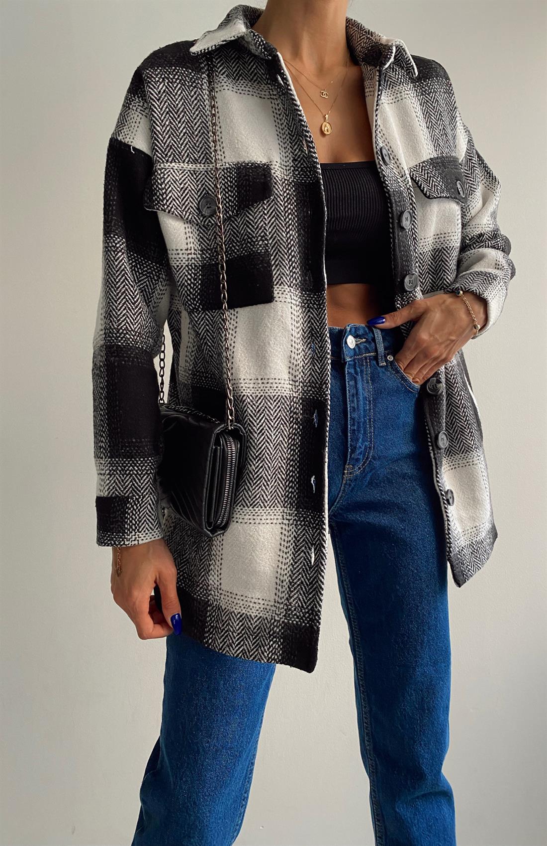 Ekoseli Gömlek SİYAH