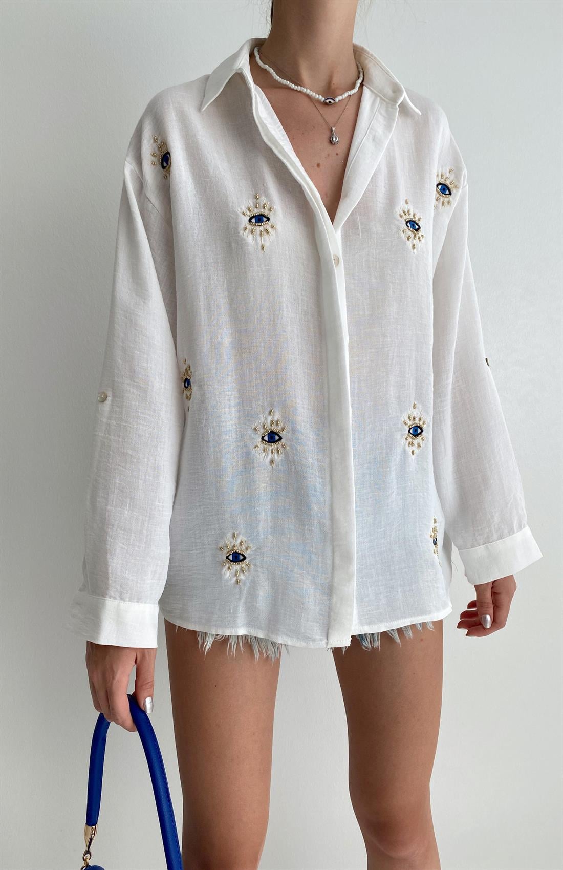 Göz Baskılı Gömlek EKRU