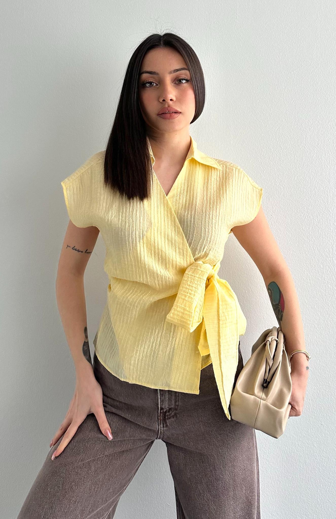 Kolsuz Bağlamalı Gömlek SARI