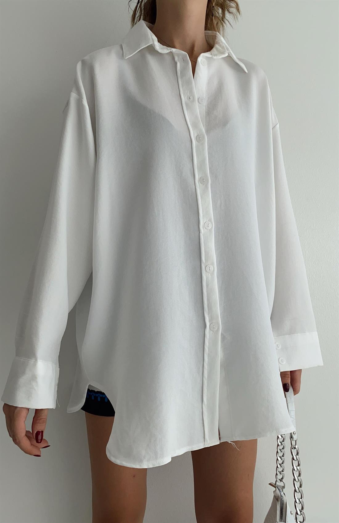 Reglan Kol Oversize Gömlek BEYAZ