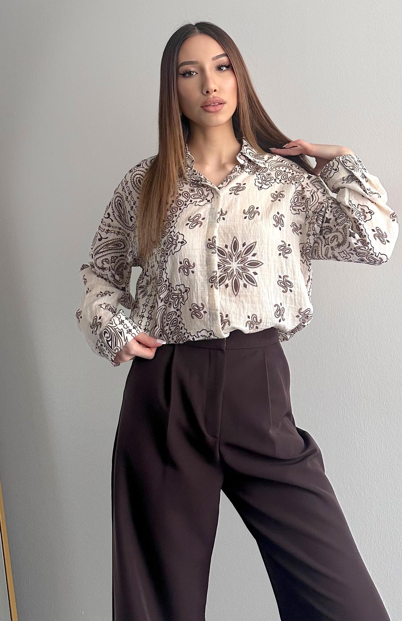 Şal Desen Gömlek EKRU