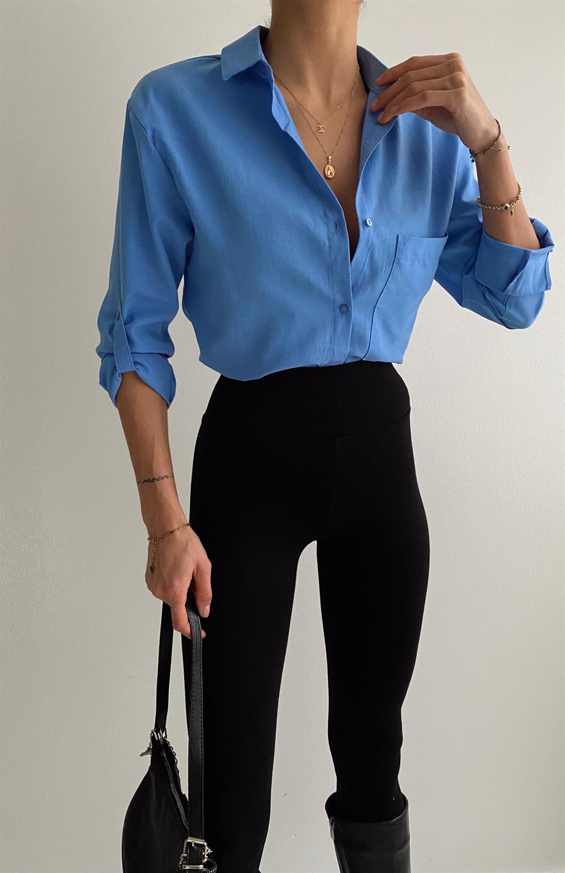 Şamre Basıc Gömlek İNDİGO