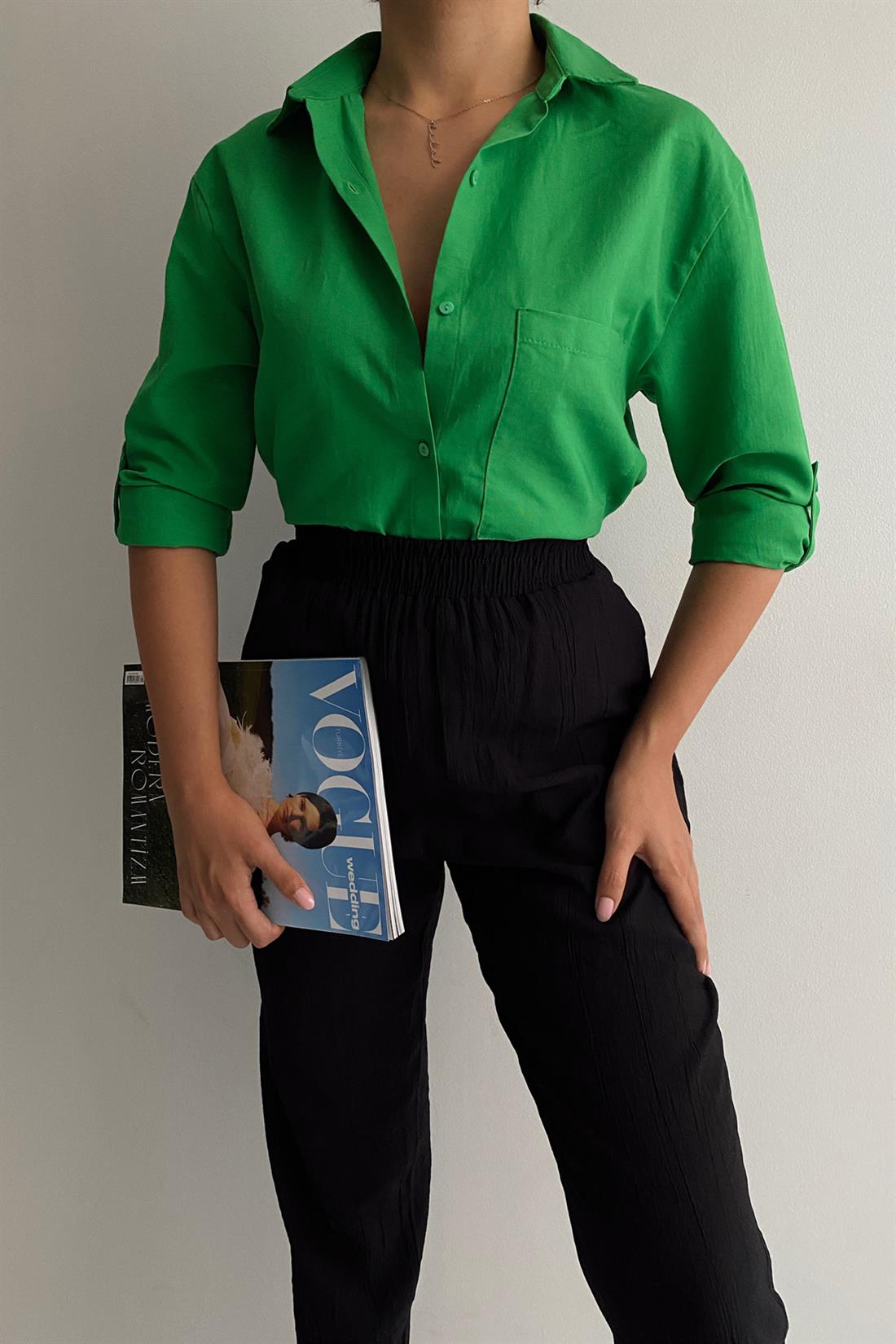 Şamre Basıc Gömlek YEŞİL