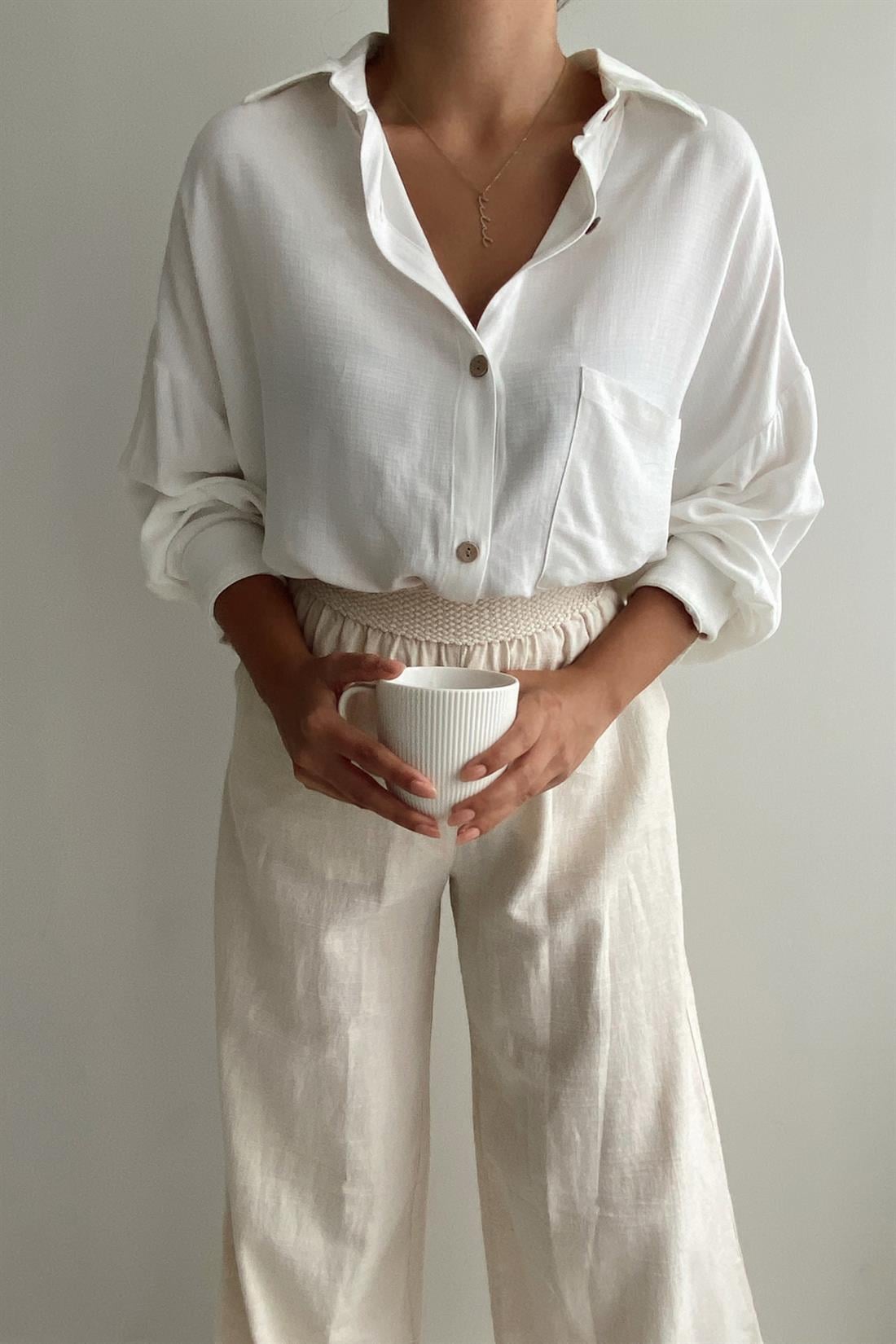 Tek Cepli Gömlek EKRU