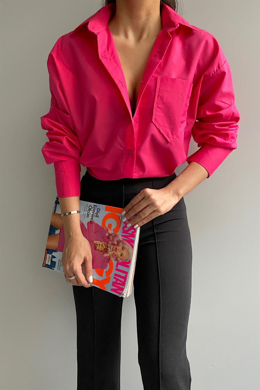 Tek Cepli Gömlek FUŞYA