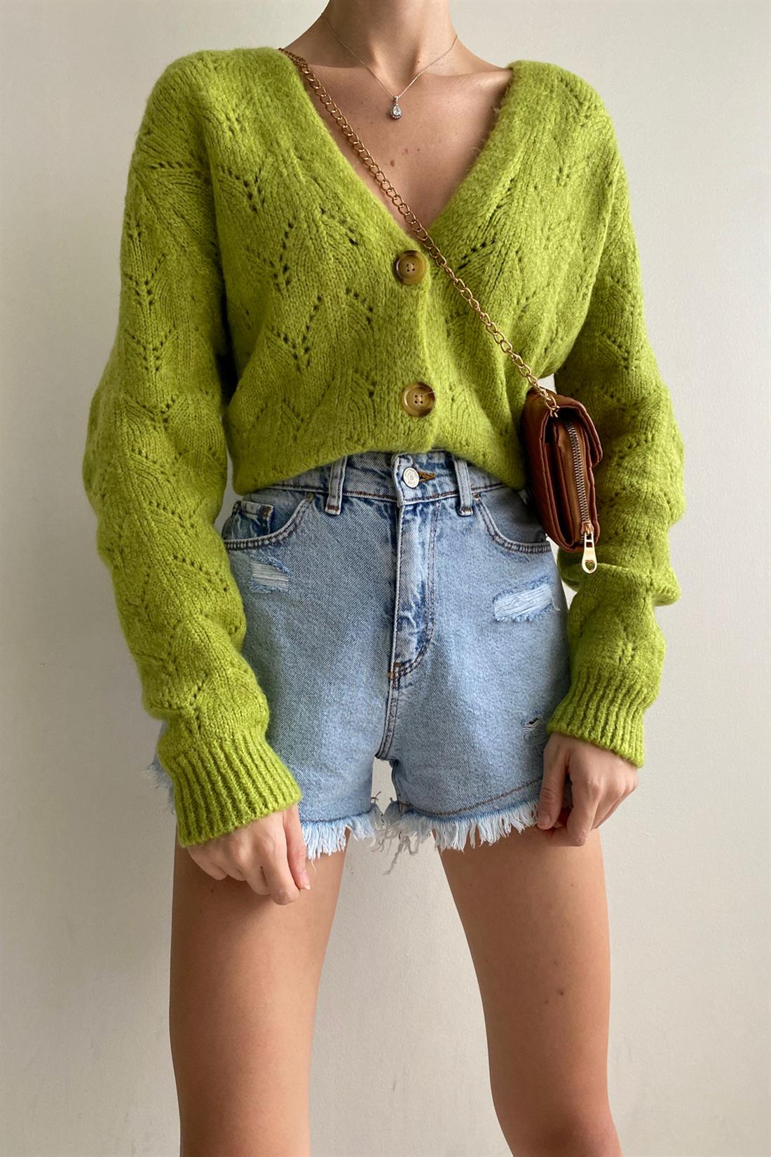 Ajurlu Düğmeli Hırka MİNT