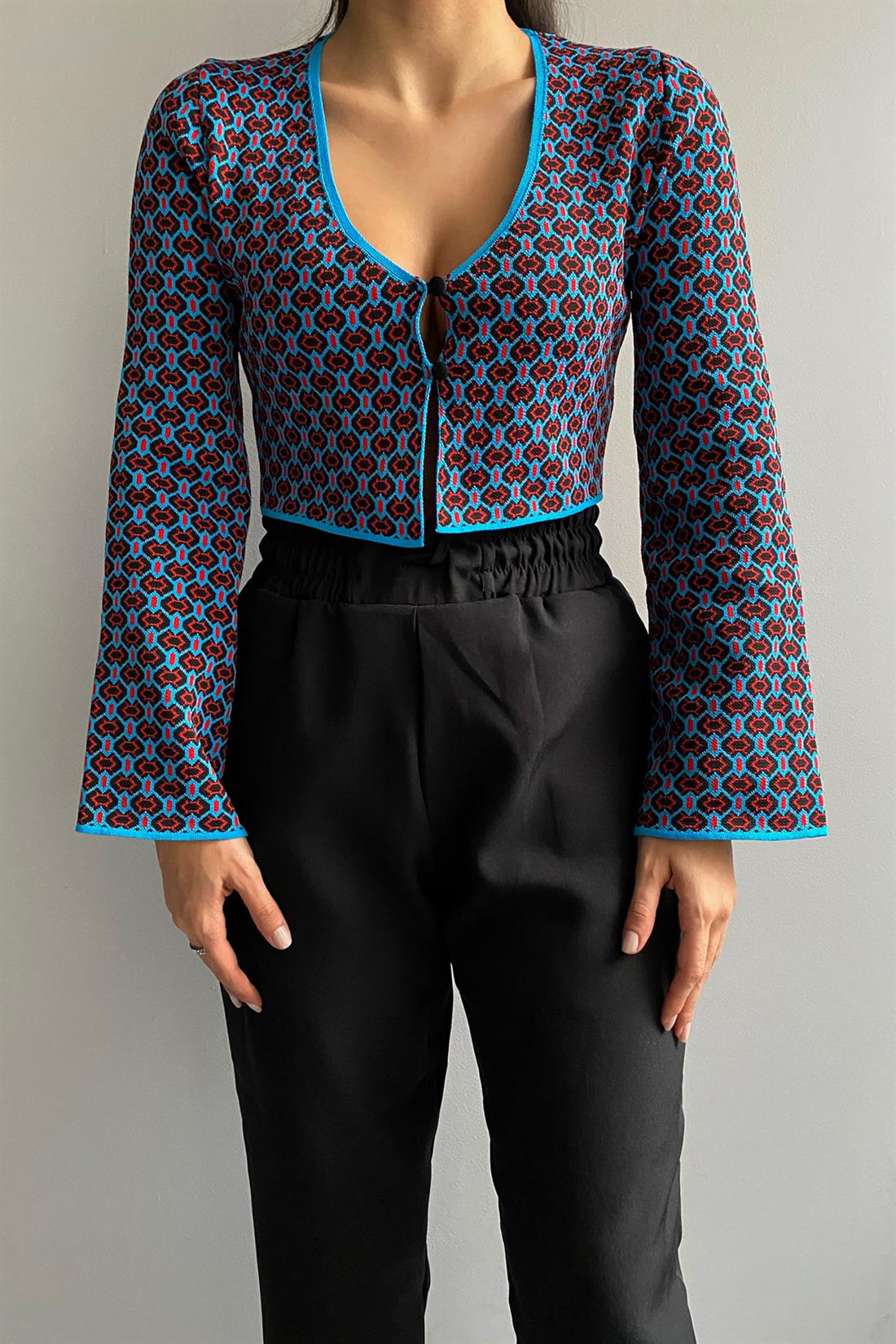 Crop Top Hırka MAVİ