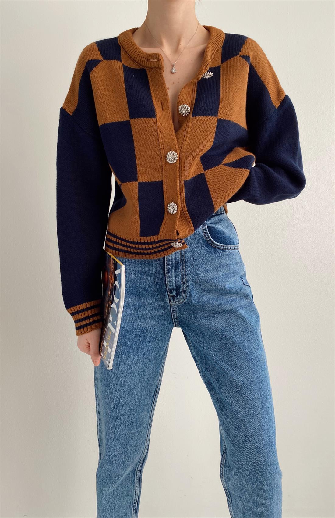 Desenli Hırka CAMEL