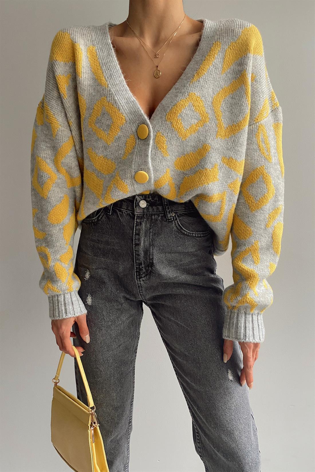 Leoparlı Hırka SARI