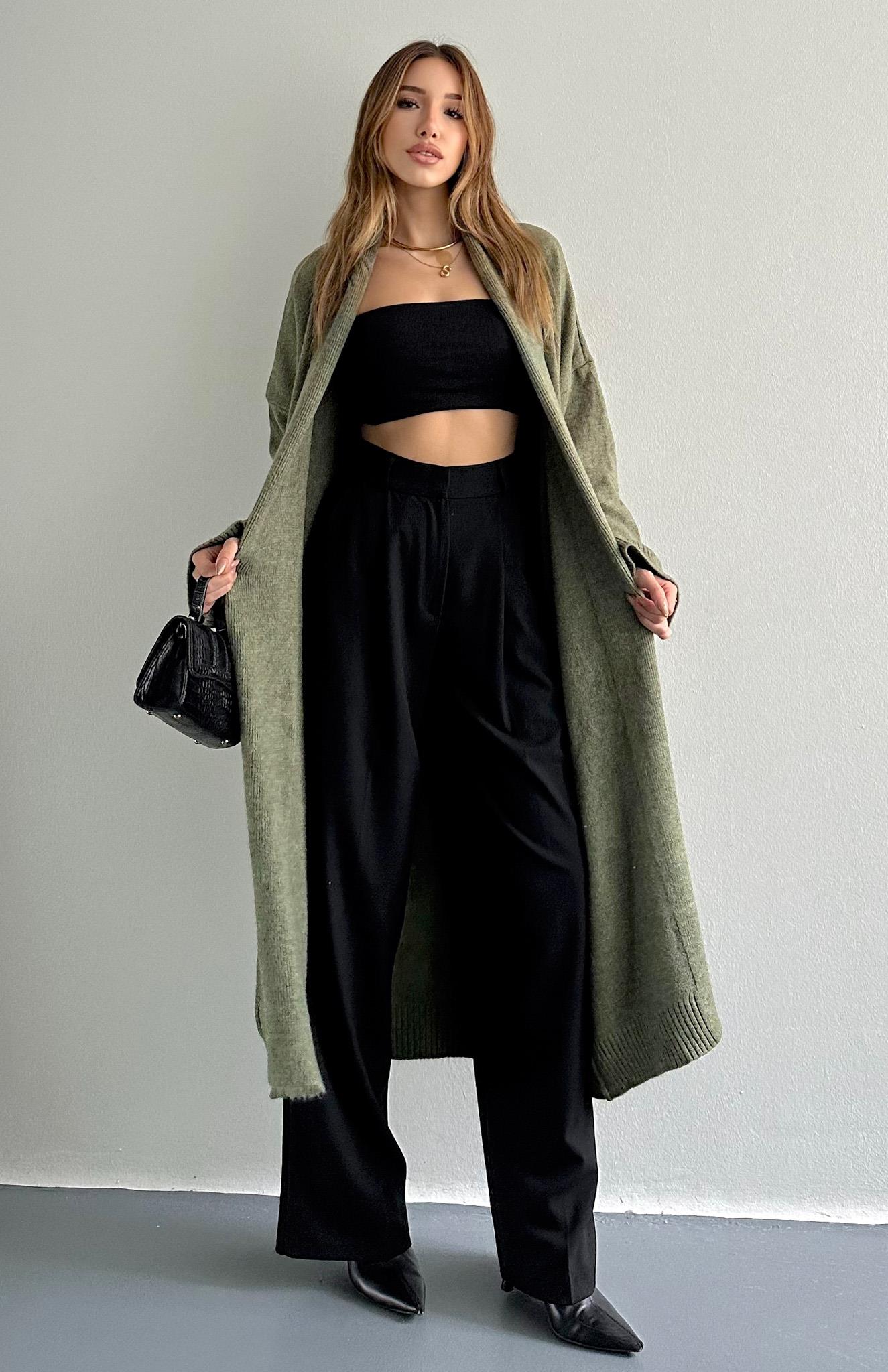 Önü Açık Şal Yaka Hırka A.YEŞİL