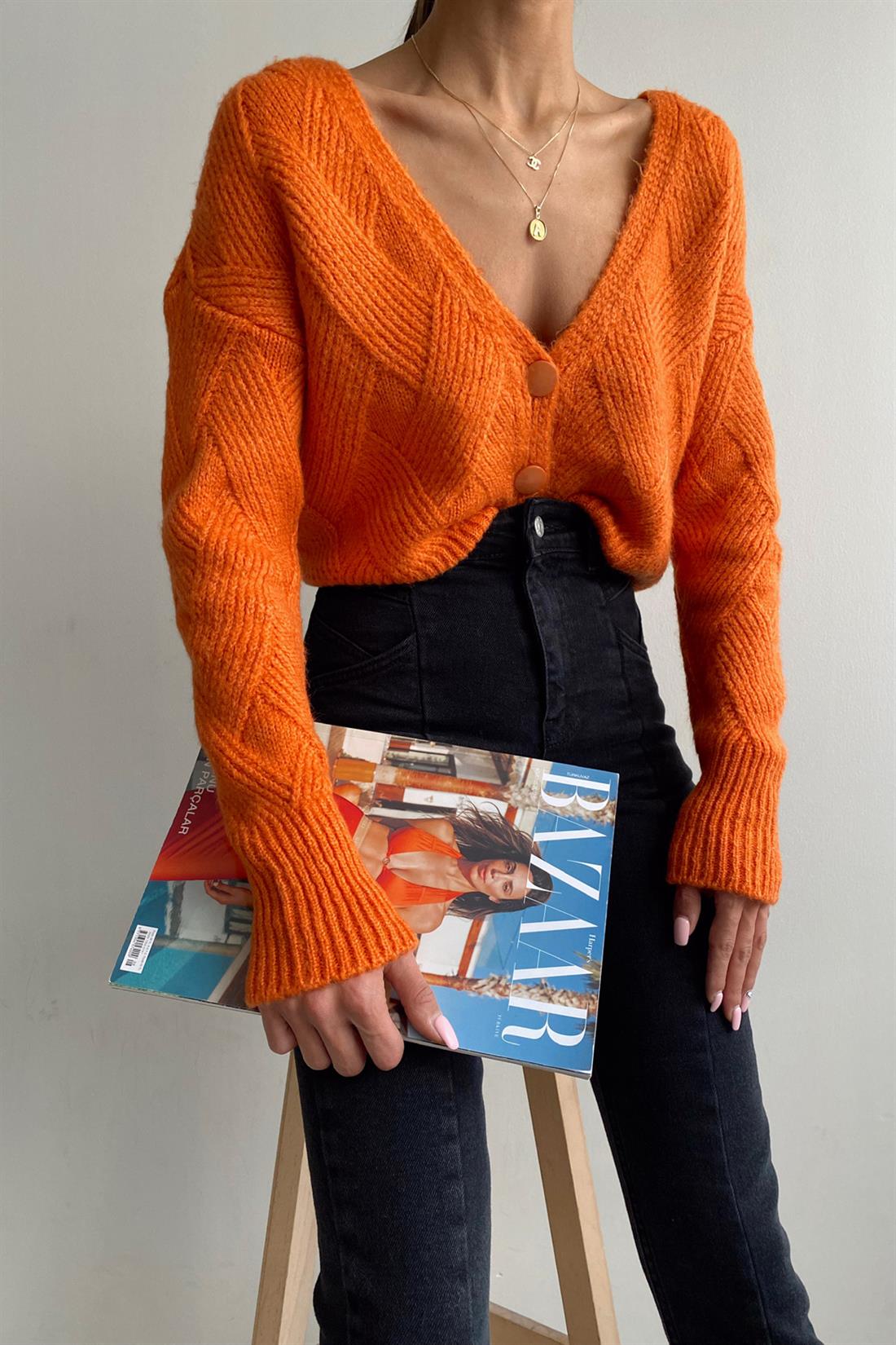 Şeritli Hırka ORANCE